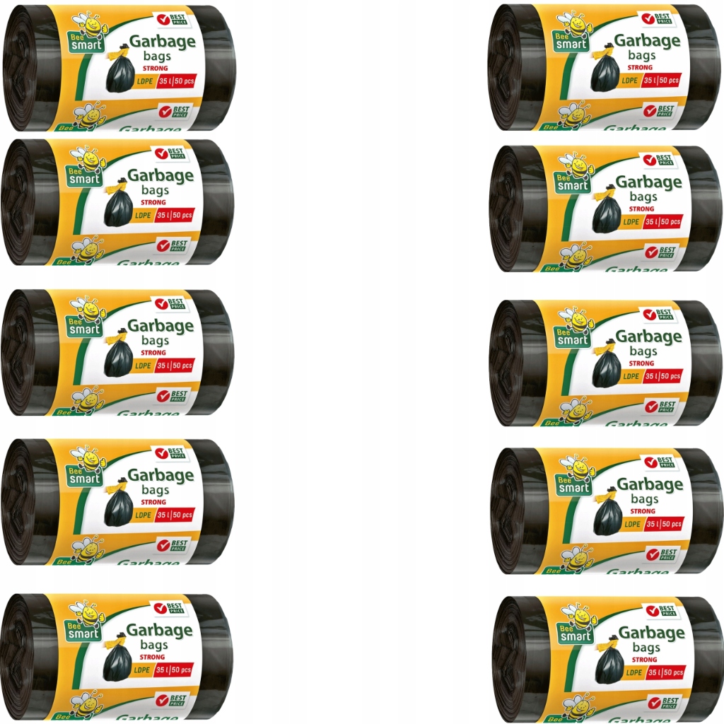 Levně Smart Bee Set Pytle Na Odpadky Silné Černé 35L 50 ks X10