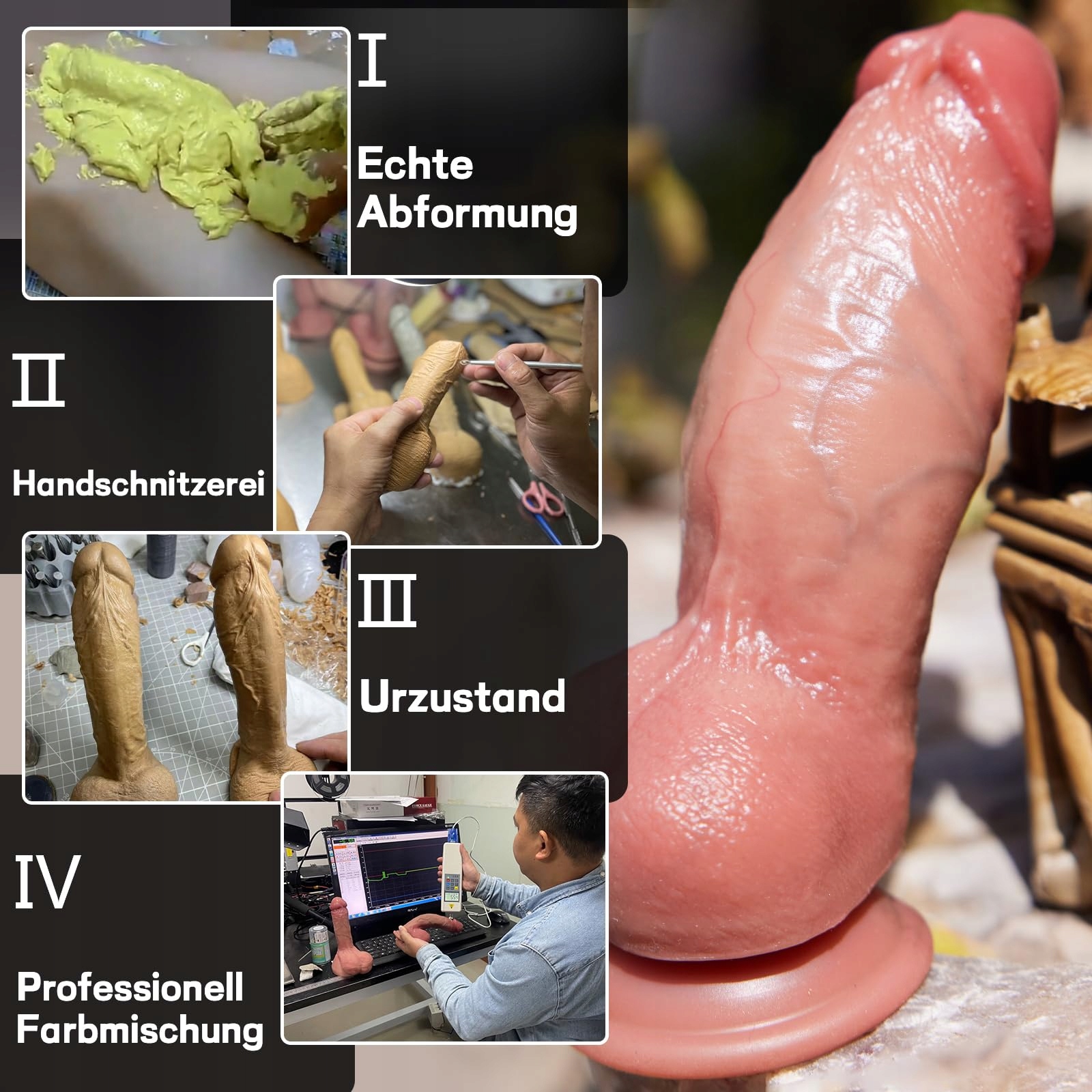 REALISTISCHER Silikonowy Dildo Ręcznie Robiony Elastyczny Dla Dorosłych — miniatura 6