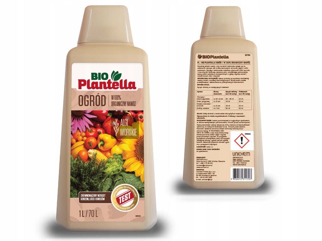 NAWÓZ PŁYN DO WARZYW ZIÓŁ OWOCÓW KWIATÓW ROŚLIN ORGANICZNY BIO PLANTELLA 1L Kod producenta 3830072311707
