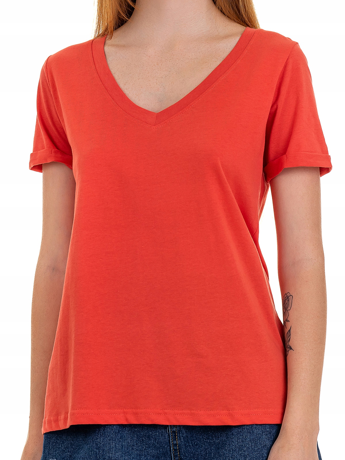 

Koszulka Damska Bawełniana V-neck Serek ceglany S