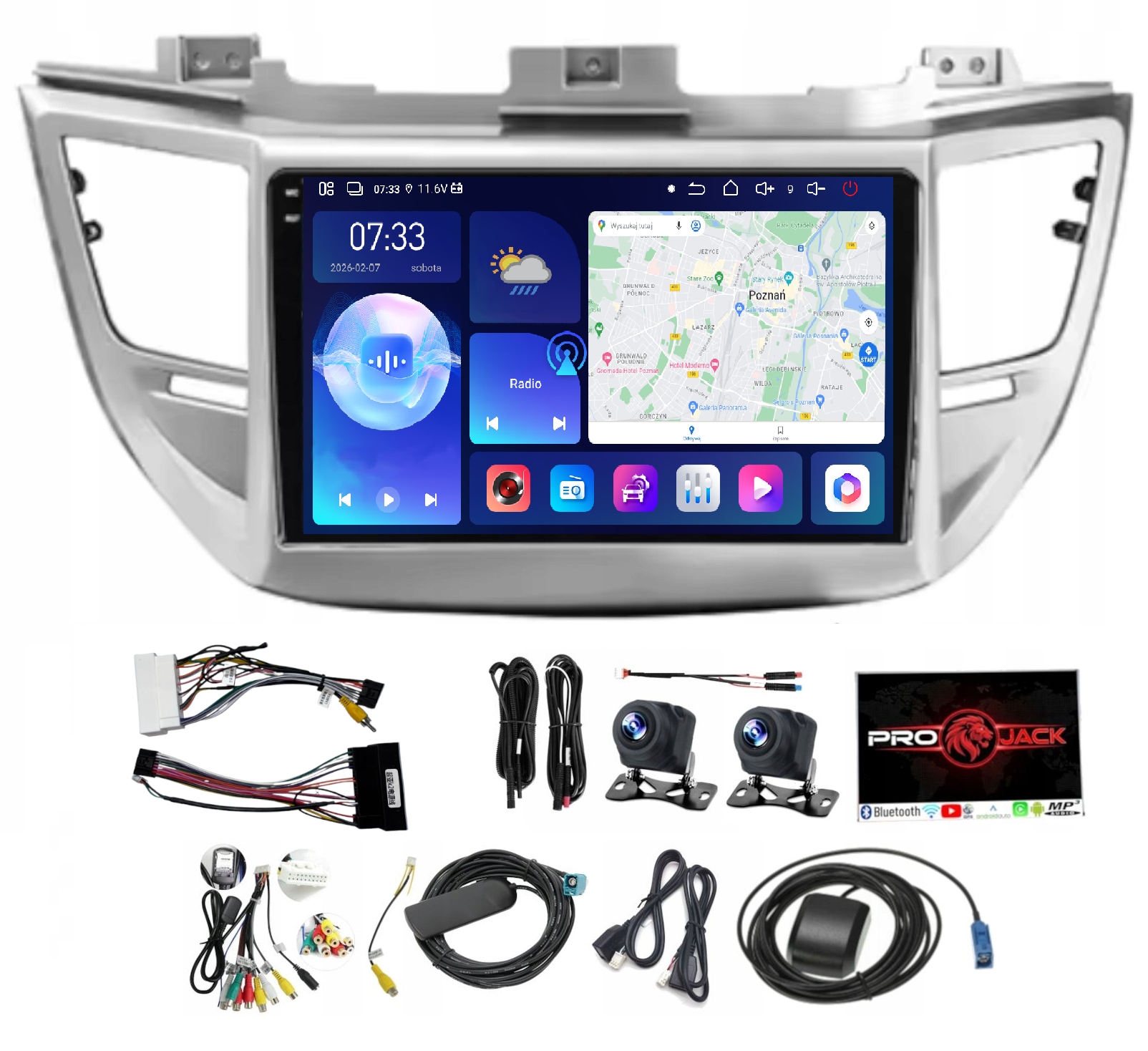 Rádio Navigace Android Auto Hyundai Tucson 2015-2018 Carplay 6GB 128GB Sim