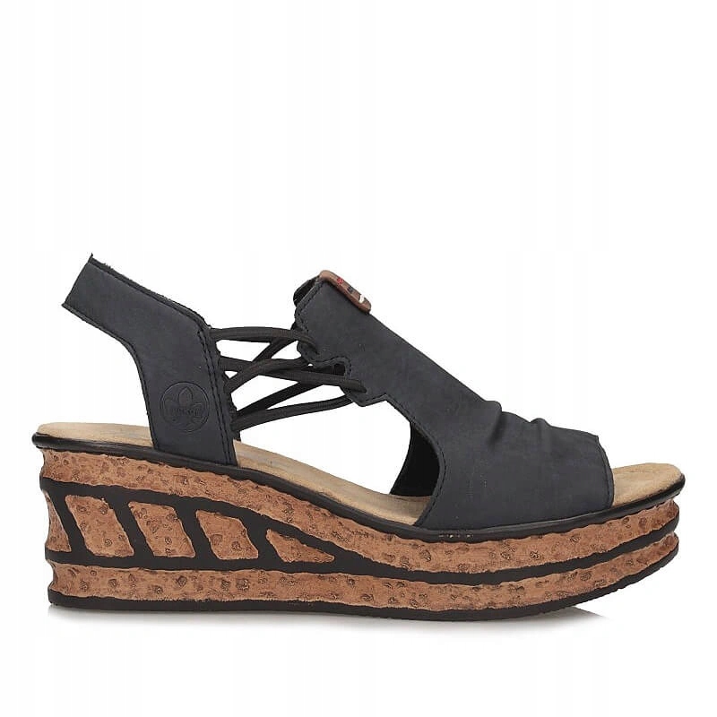 Dámské sandály Rieker 68175-14 modré s nazouvacími podpatky