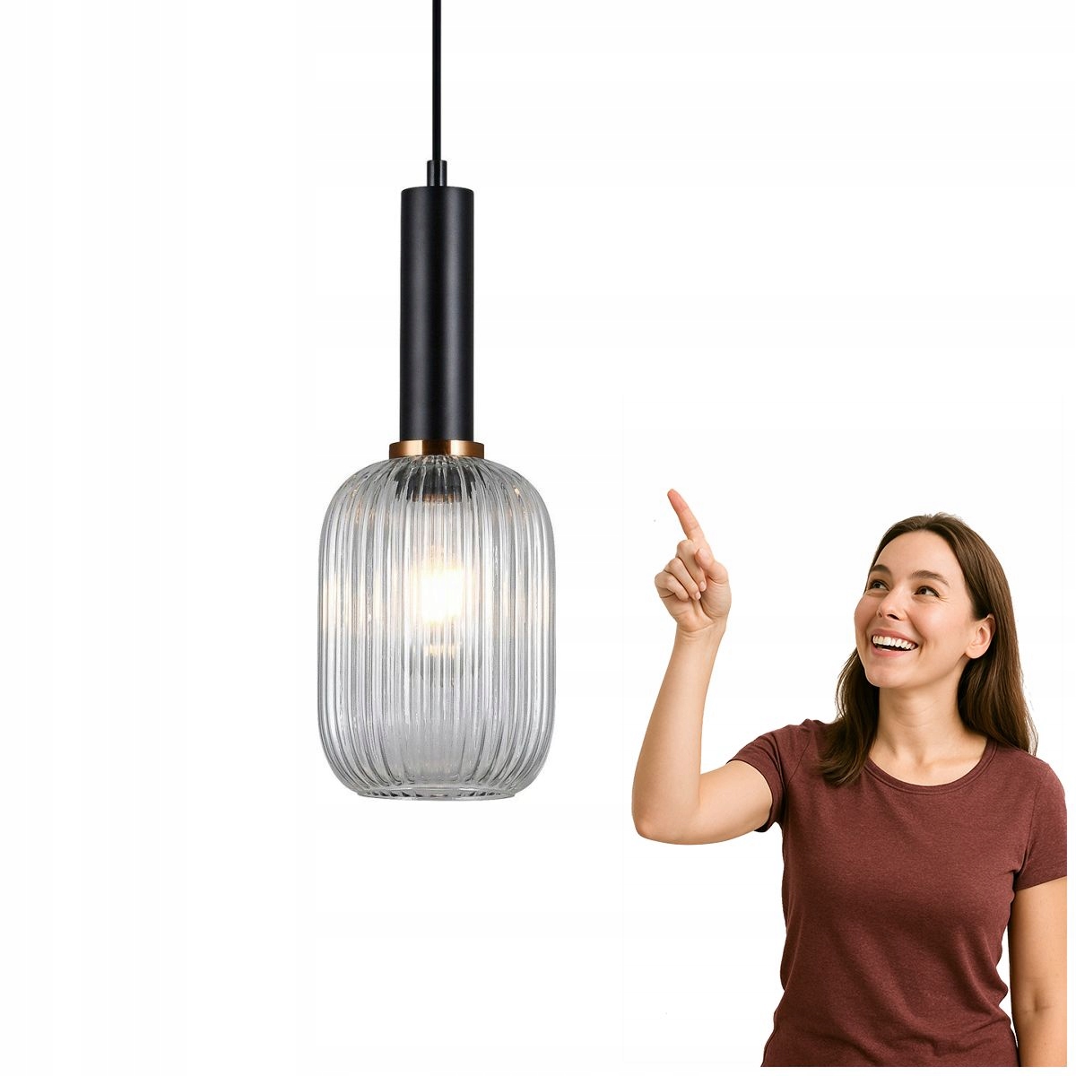 Závesná lampa Antiola PND-5588-1M-BK+CL Italux