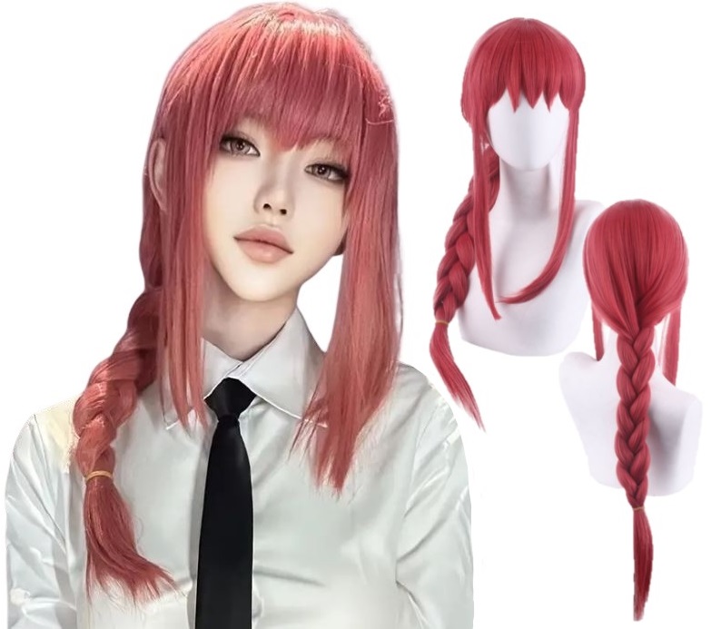 Dámská Paruka S Červeným Copem A Umělou Ofinou, Syntetická, 70 CM