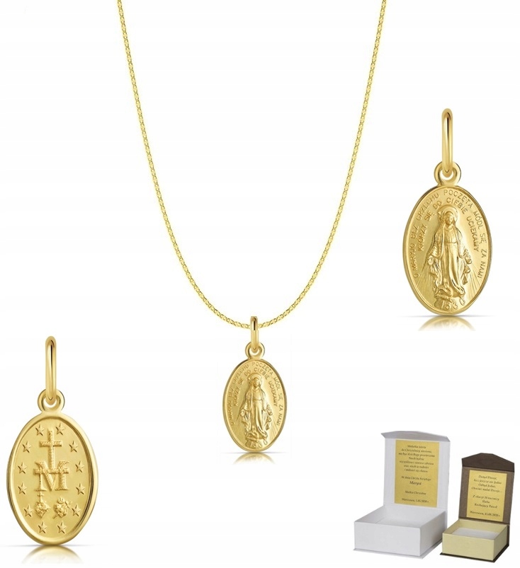 Zlatý řetízek pr. 585 Zázračný medailonek Matka Boží 45 cm Dedikace GZ1MZ7