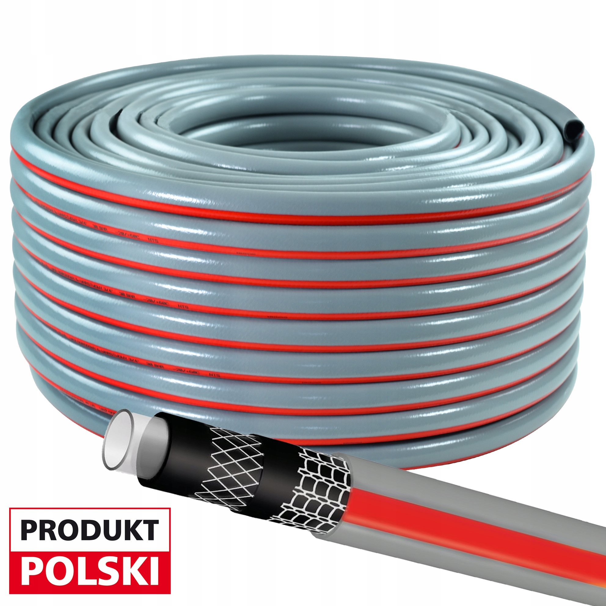 Gumová Záhradná Hadica 3/4" 100 m 6 Vrstvová Ozbrojená Poľský Výrobok