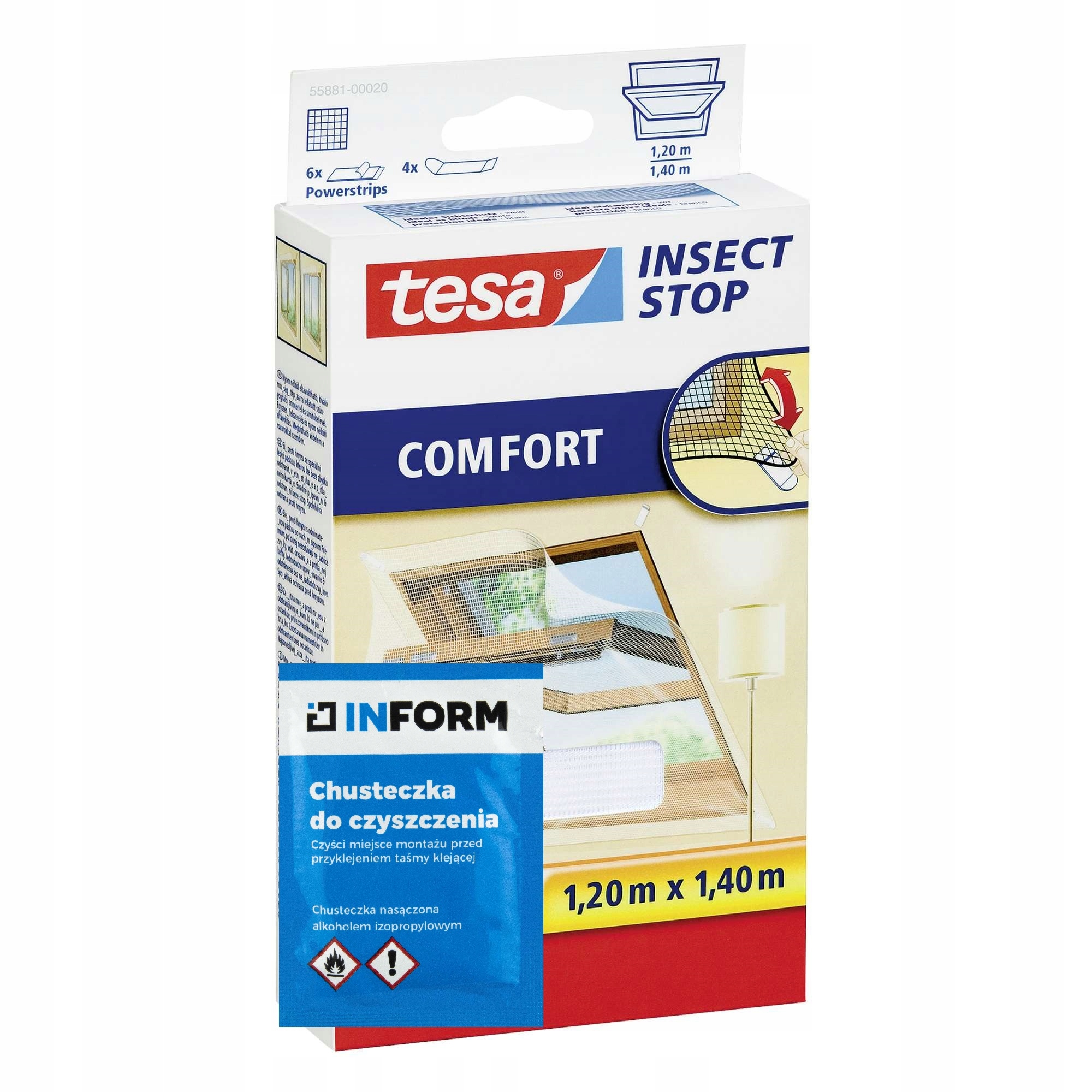 

Moskitiera na okno dachowe Tesa 120x140cm Biała