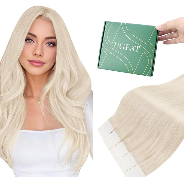 Ugeat Włosy Tape In Platynowy Blond 60 CM 50 G 20 Pasm