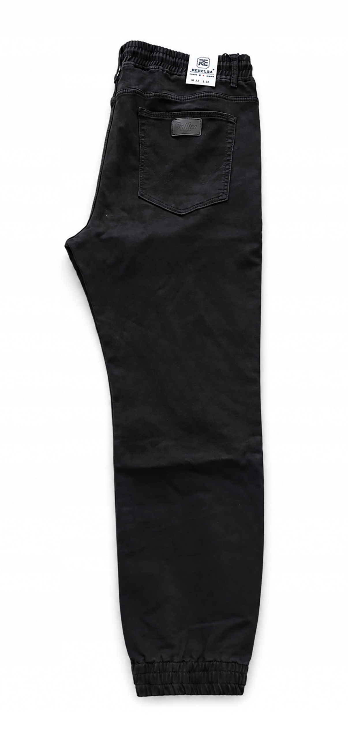 11XL Velké kalhoty Joggery jeans Černé Stahovací pásek Pas do 146 cm