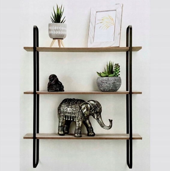 REGAŁ WISZĄCY SZAFKA 3 PÓŁKI CZARNY METAL LOFT Marka inna