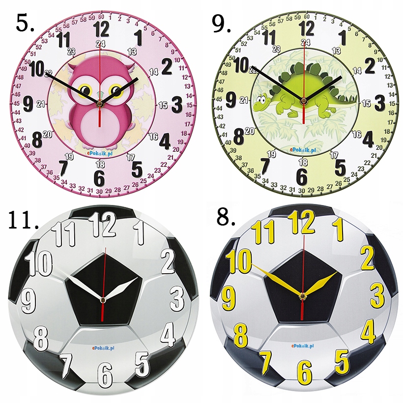 M Edukacyjny zegar ścienny dla dzieci (L2) Bohater brak