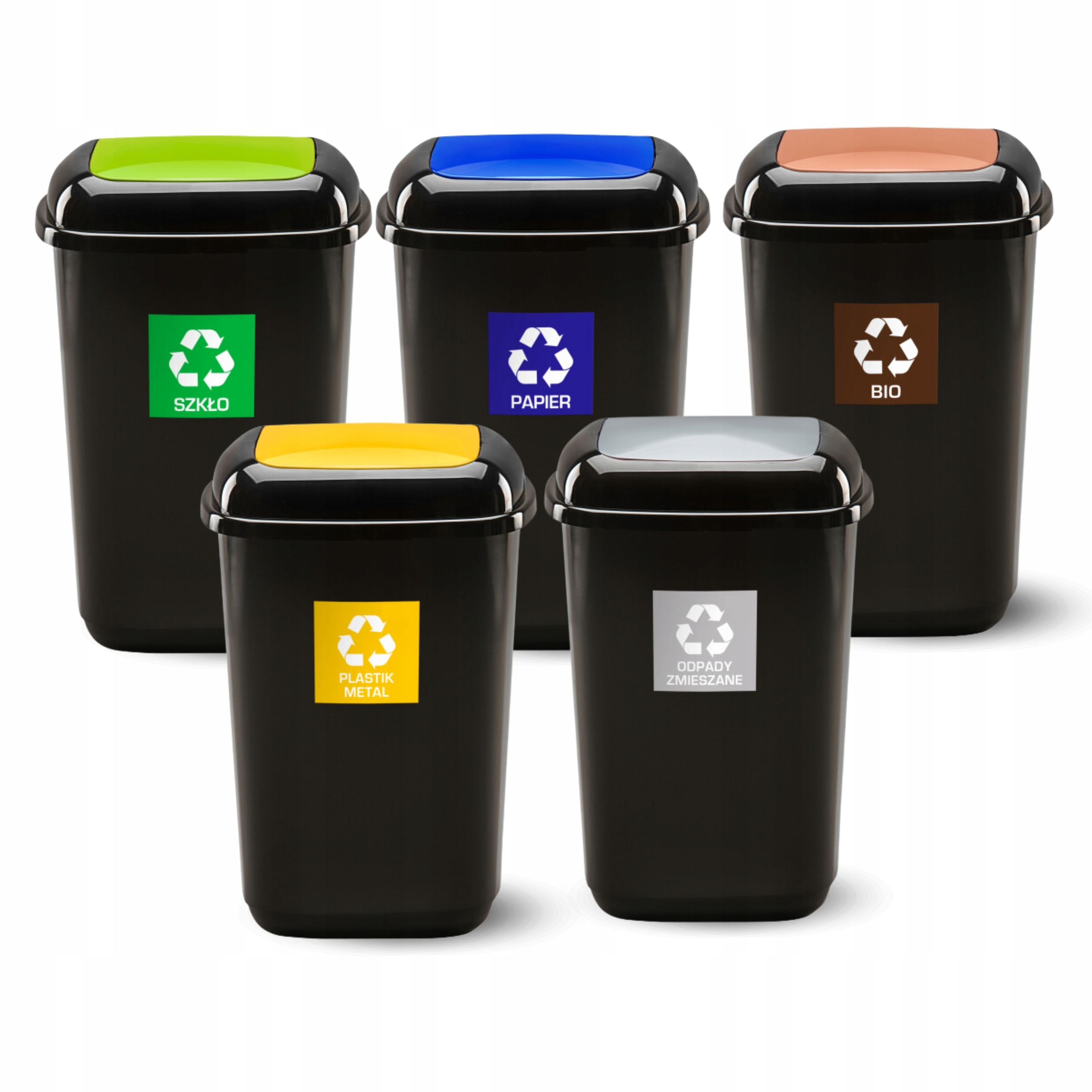 Kosz na Śmieci z Pokrywą Pojemnik do Segregacji na Odpady BIO - 90l Pojemność pojedynczego kosza 90 l