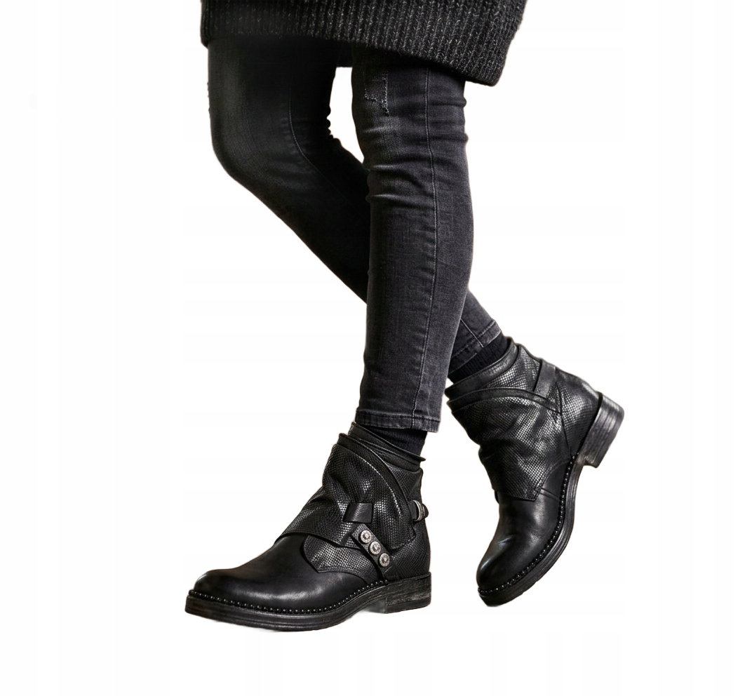 A.S.98 Černé Dámské Kotníkové Boty S Překrytím, Vzor Šupiny 38 3EA