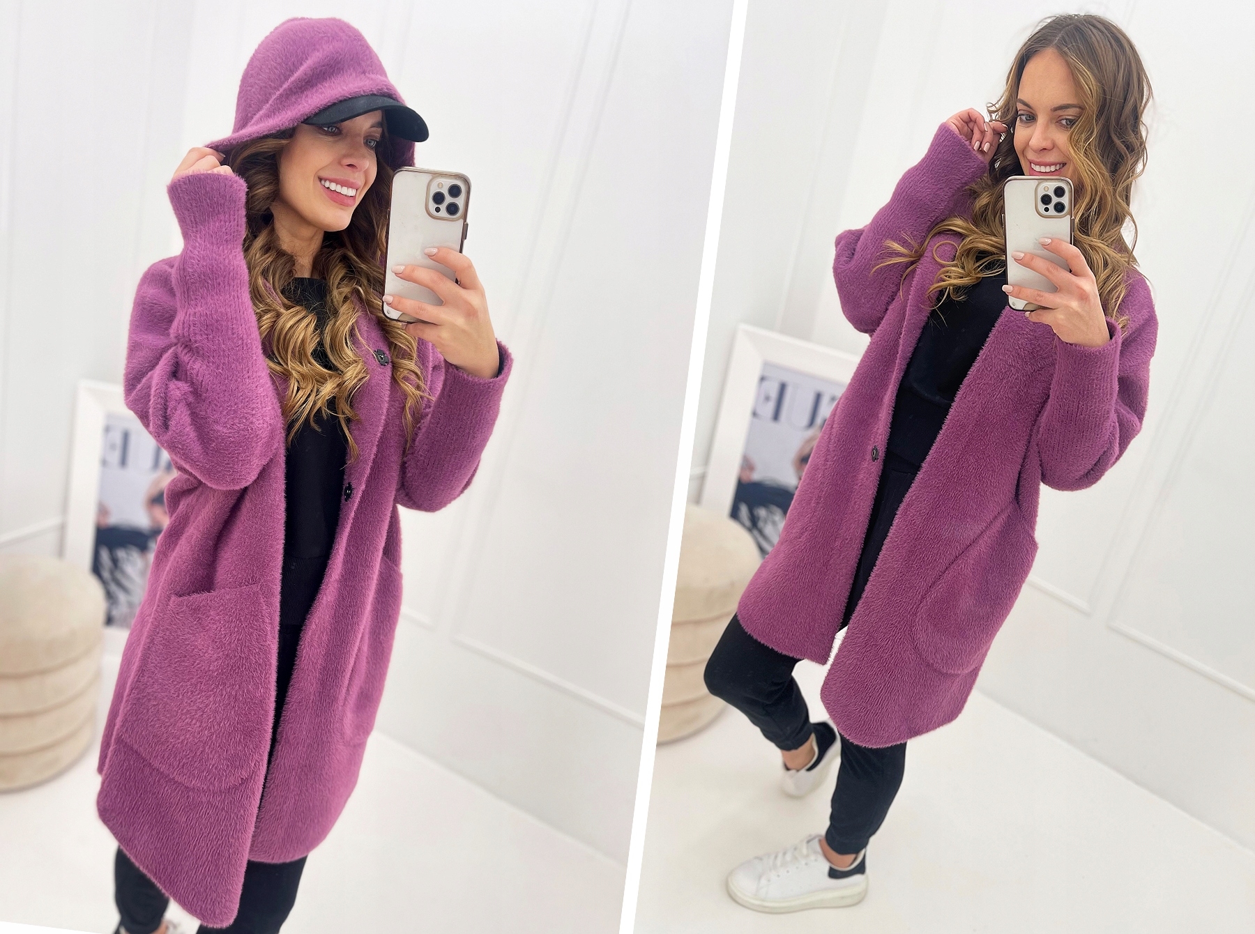 ALPAKI_PŁASZCZ KAPTUR SWETER WEŁNA ALPAKA KOLORY Marka Katmandi