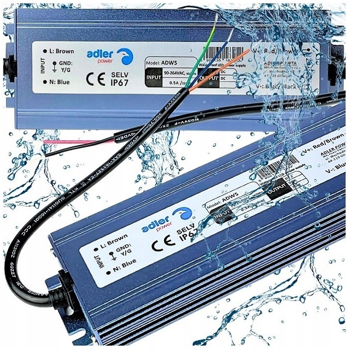 Zasilacz 12V Led Hermetyczny Wodoodporny Transformator DC Do Taśmy 300W 25A