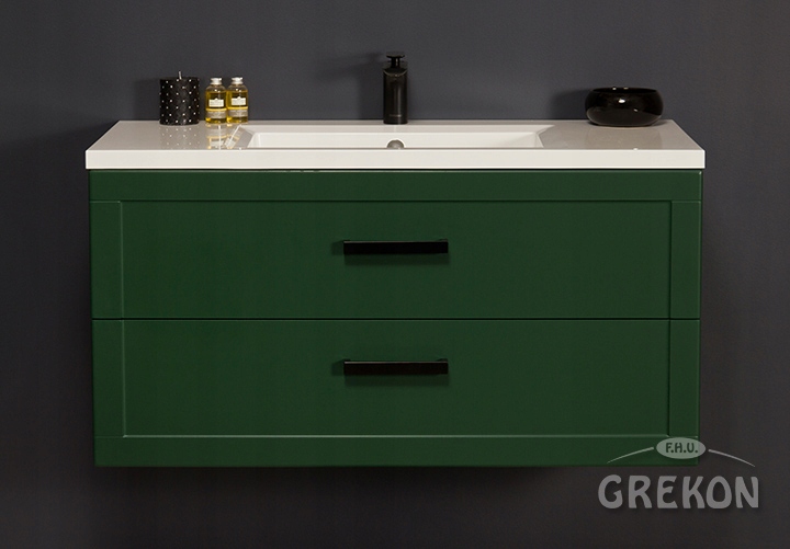 Szafka łazienkowa zieleń butelkowa 100cm umywalka Marka Gante