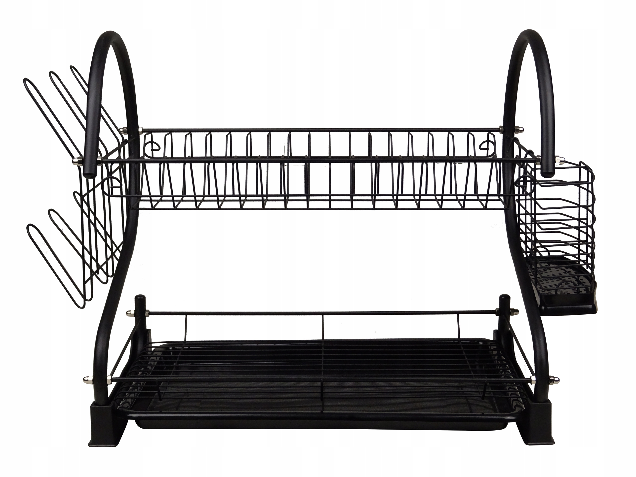 Odkapávač Odkapávač Na Nádobí Dvouúrovňový Černý Prostorný Držák Na Prkno