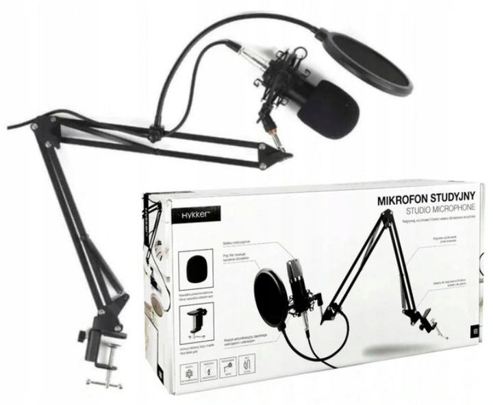 

Mikrofon Studyjny Hykker +statyw Gamingowy