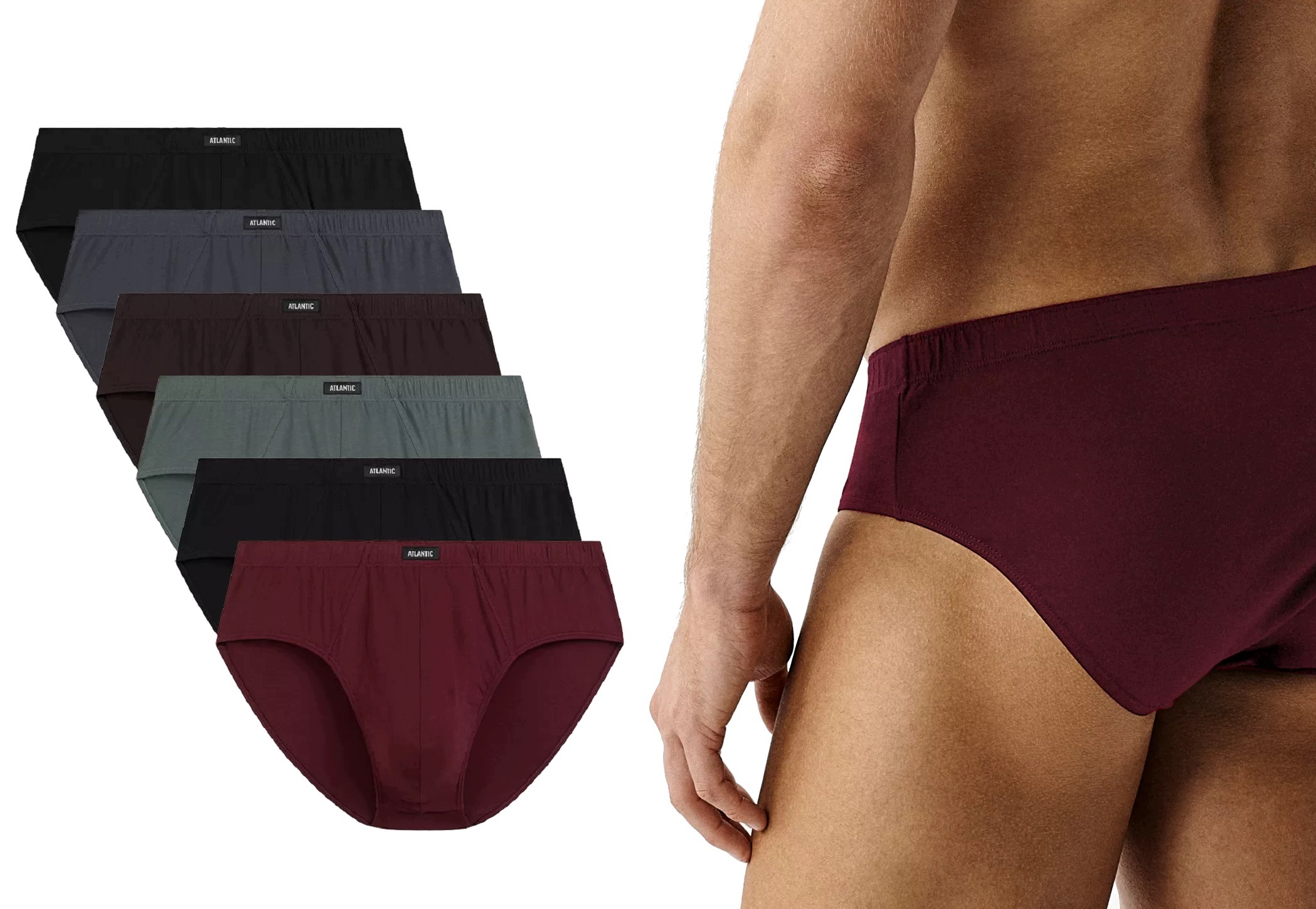 Atlantic Pánské klasické bavlněné slipy 6SMP-001 MIX 6-PACK, barvy 3XL