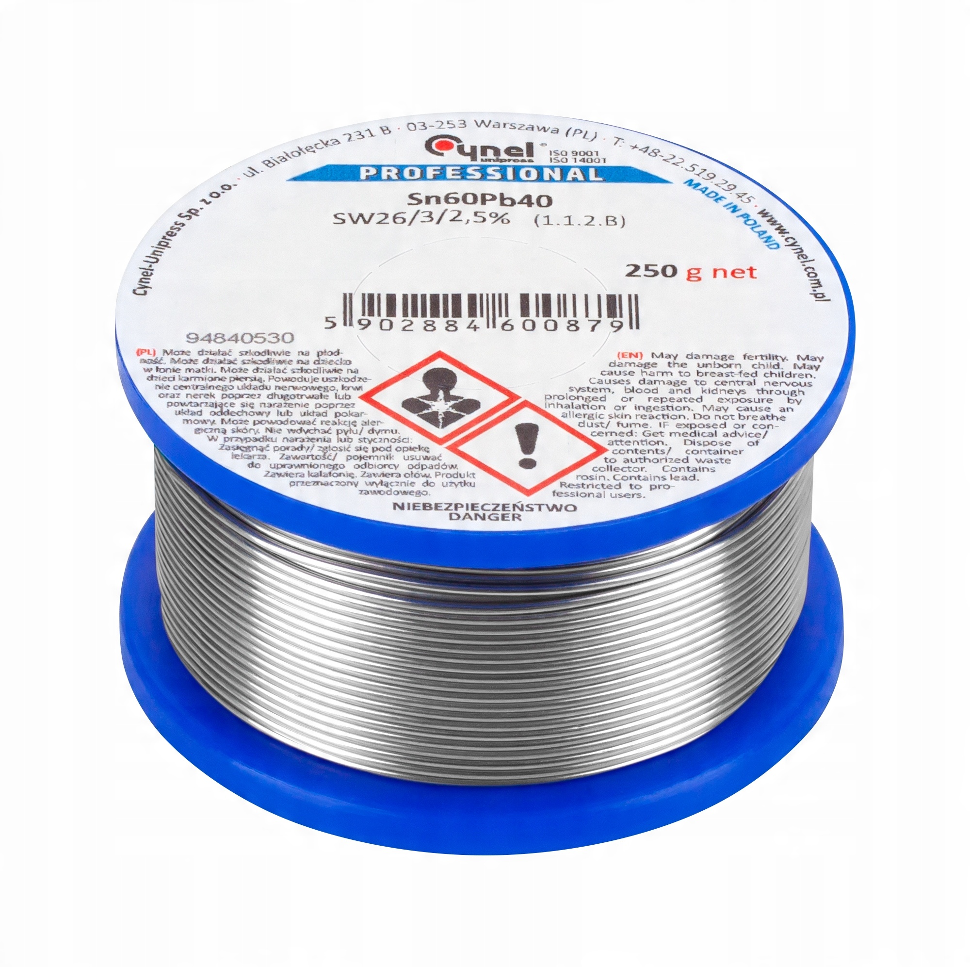 

Cyna 3mm/250g Sn60Pb40 Cynel Spoiwo lutownicze