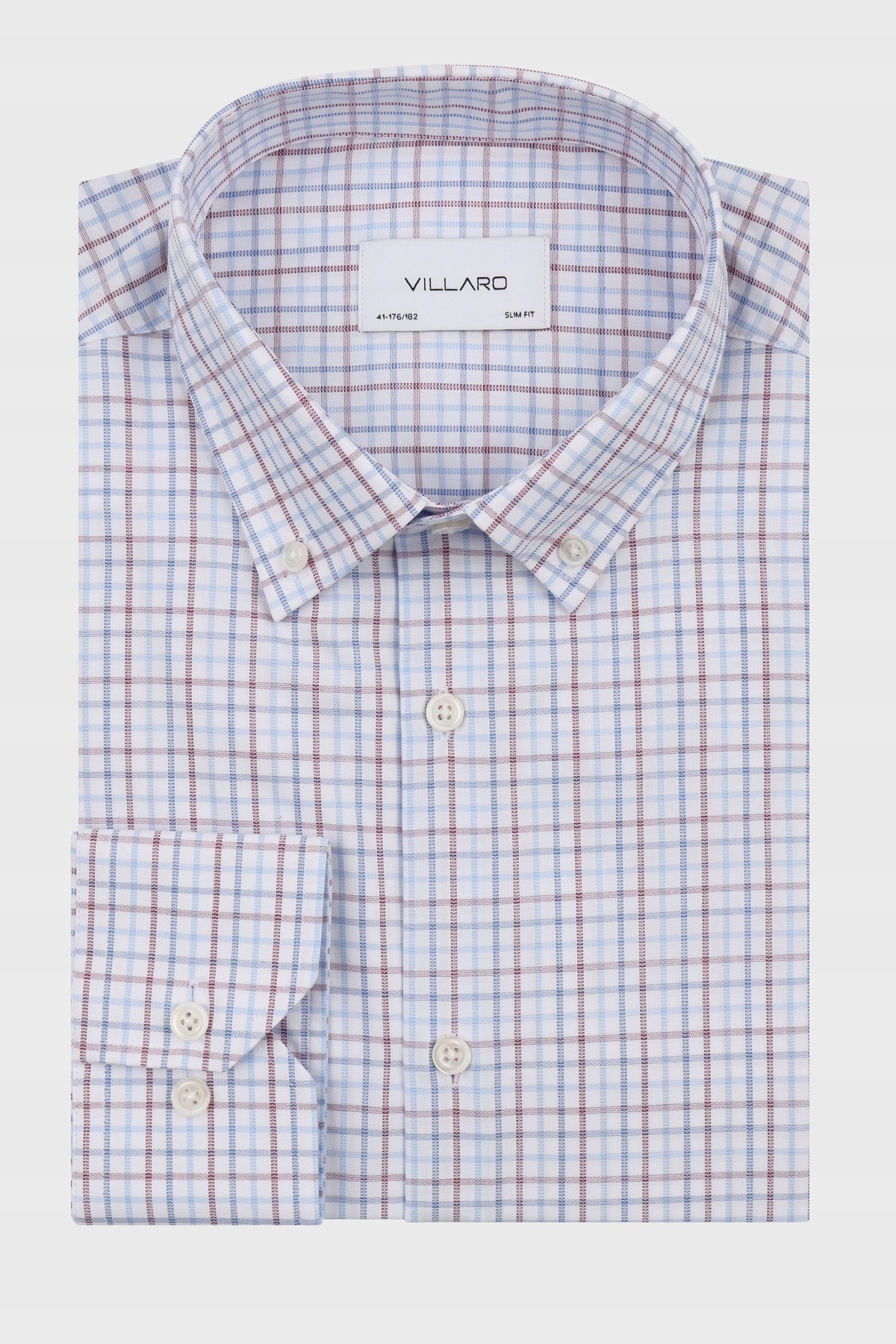 Modro-bordová košile s límcem Button-Down 43-176/182 Slim Fit