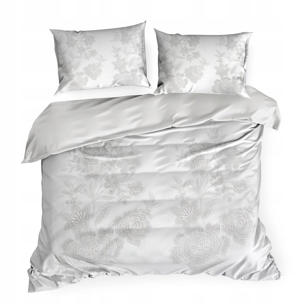 Posteľná Bielizeň PREMIUM27 220x200 Eurofirany biela, hnedý kvetinový vzor