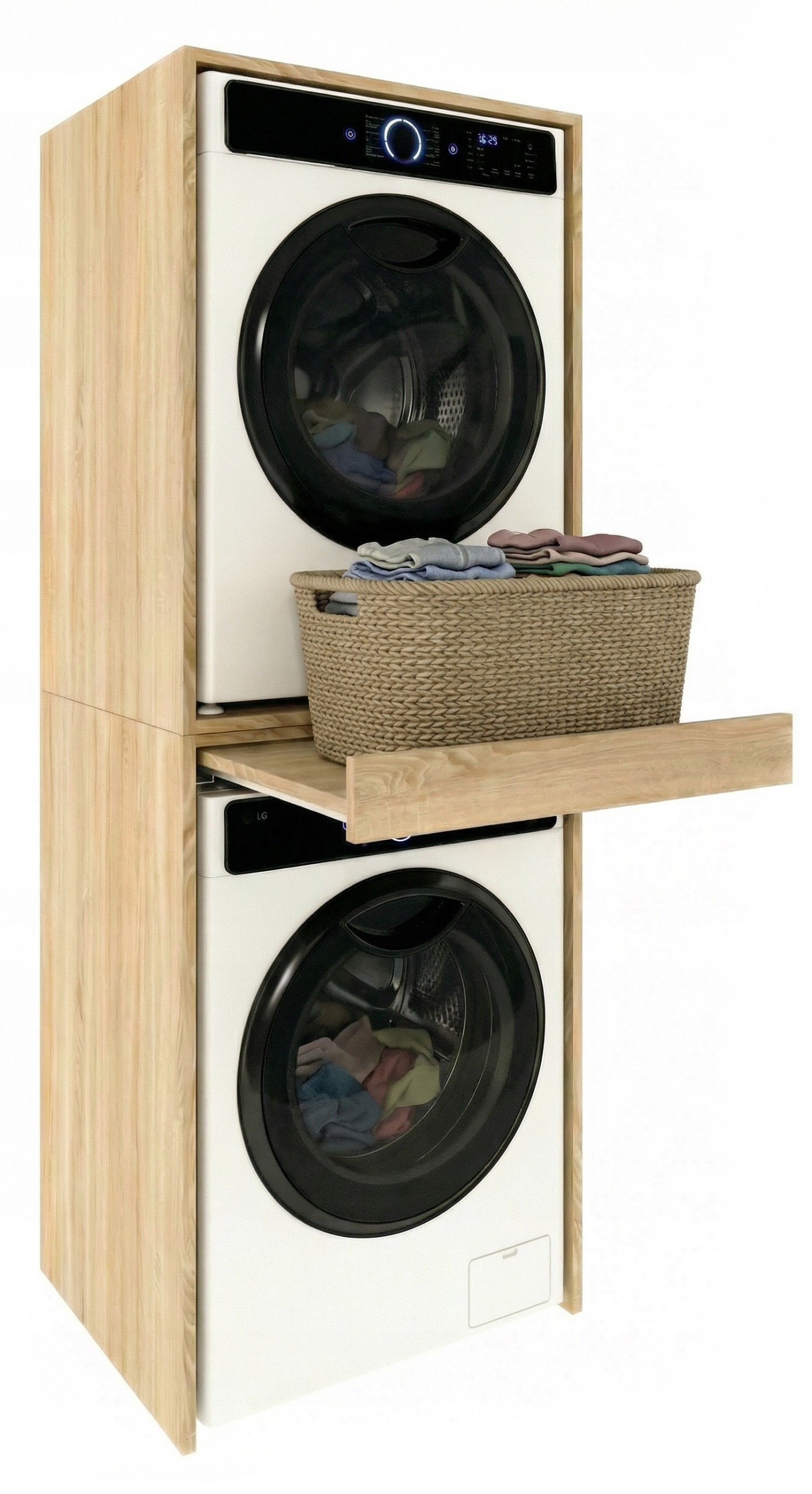 Skříňka na pračku a sušičku Výsuvná police Dub Sonoma 184x66x64