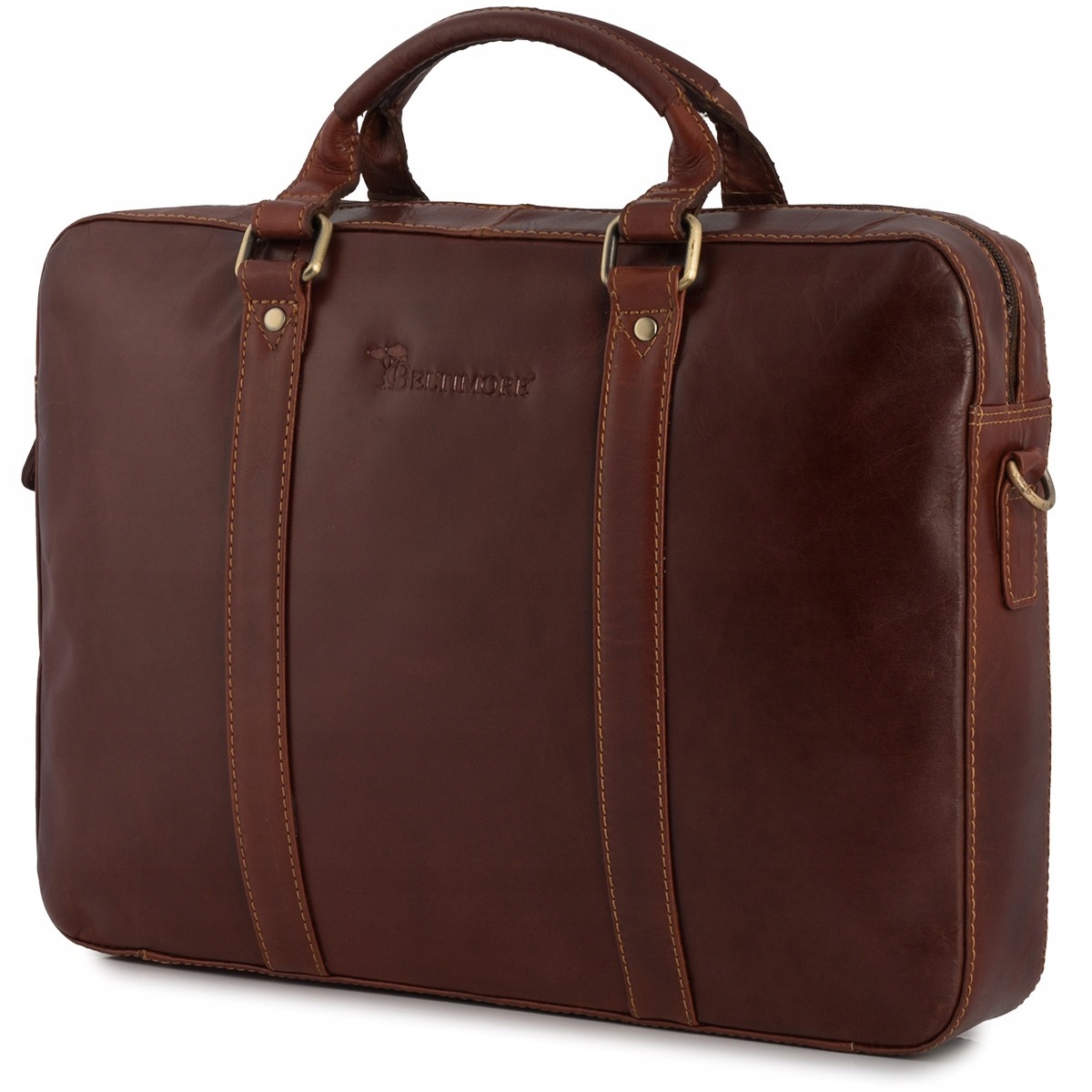 Pánská kožená taška na rameno pro notebook 15,6 velká, hnědá, obchodní Beltimore