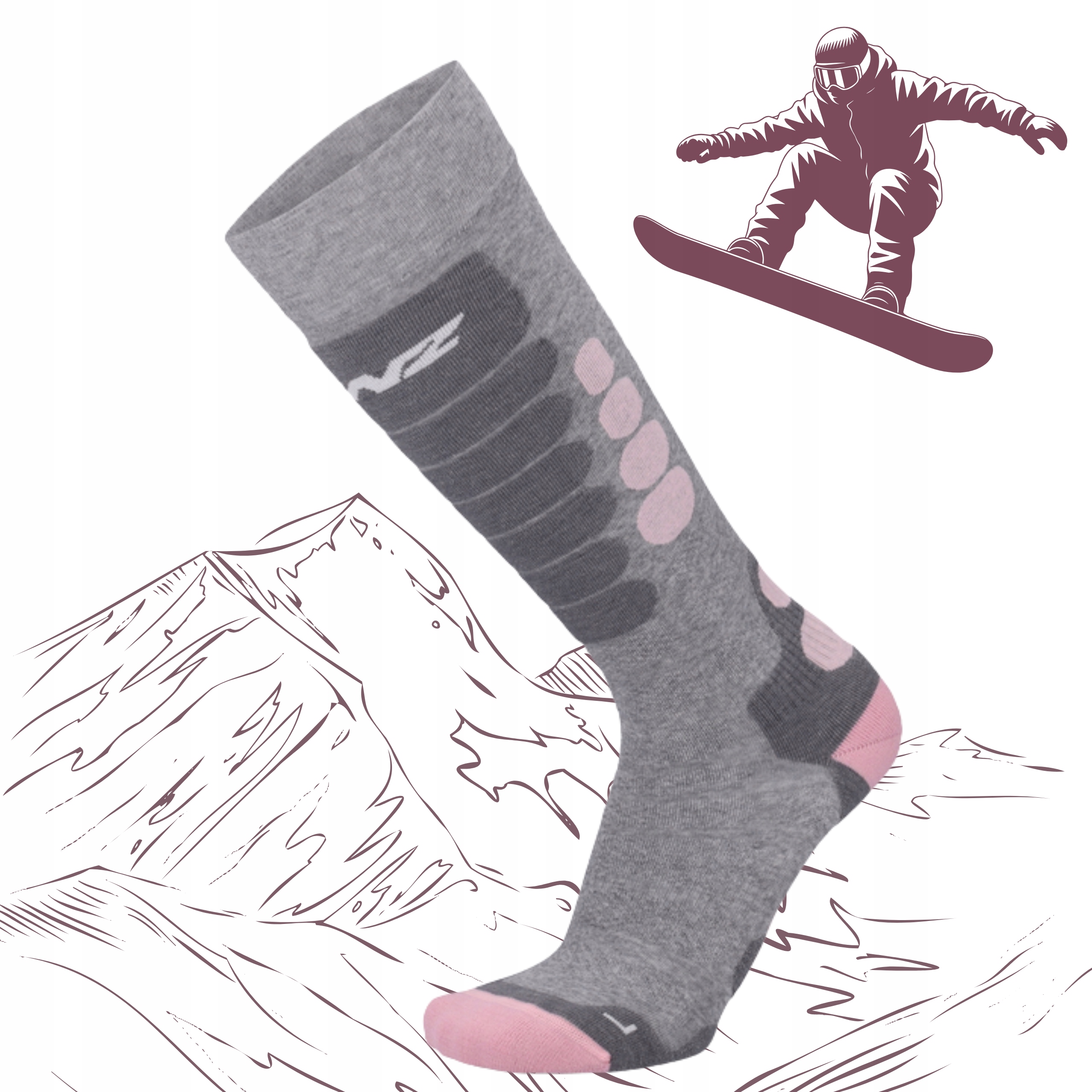 Skarpety Narciarskie Ciepłe Merino Ski Snowboardowe Lenz Skiing 3.0 39-41