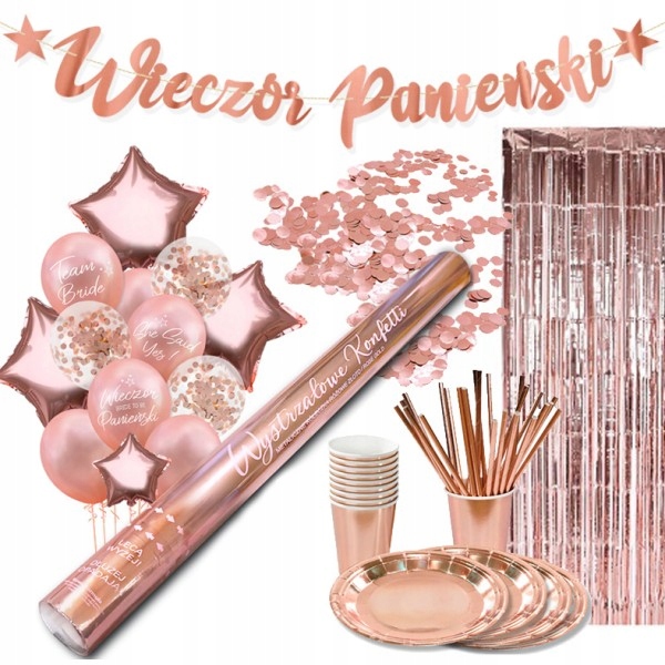

Zestaw na Wieczór Panieński różowe złoto Rose Gold