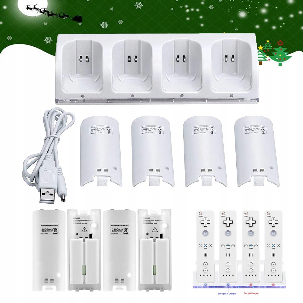 Wii ładowarka na 4 pady z akumulatorami 2800mAh Model l