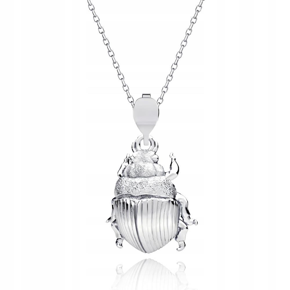 Žuk Brouk Skarabeusz Stříbrný 925 náhrdelník s ankrovou vazbou Symbol života