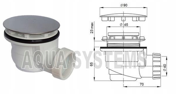 SYFON DO PŁYTKIEGO BRODZIKA NISKI OTWARTY Z OSADNIKIEM SAMOCZYSZCZĄCY 50MM Kształt półokrągły