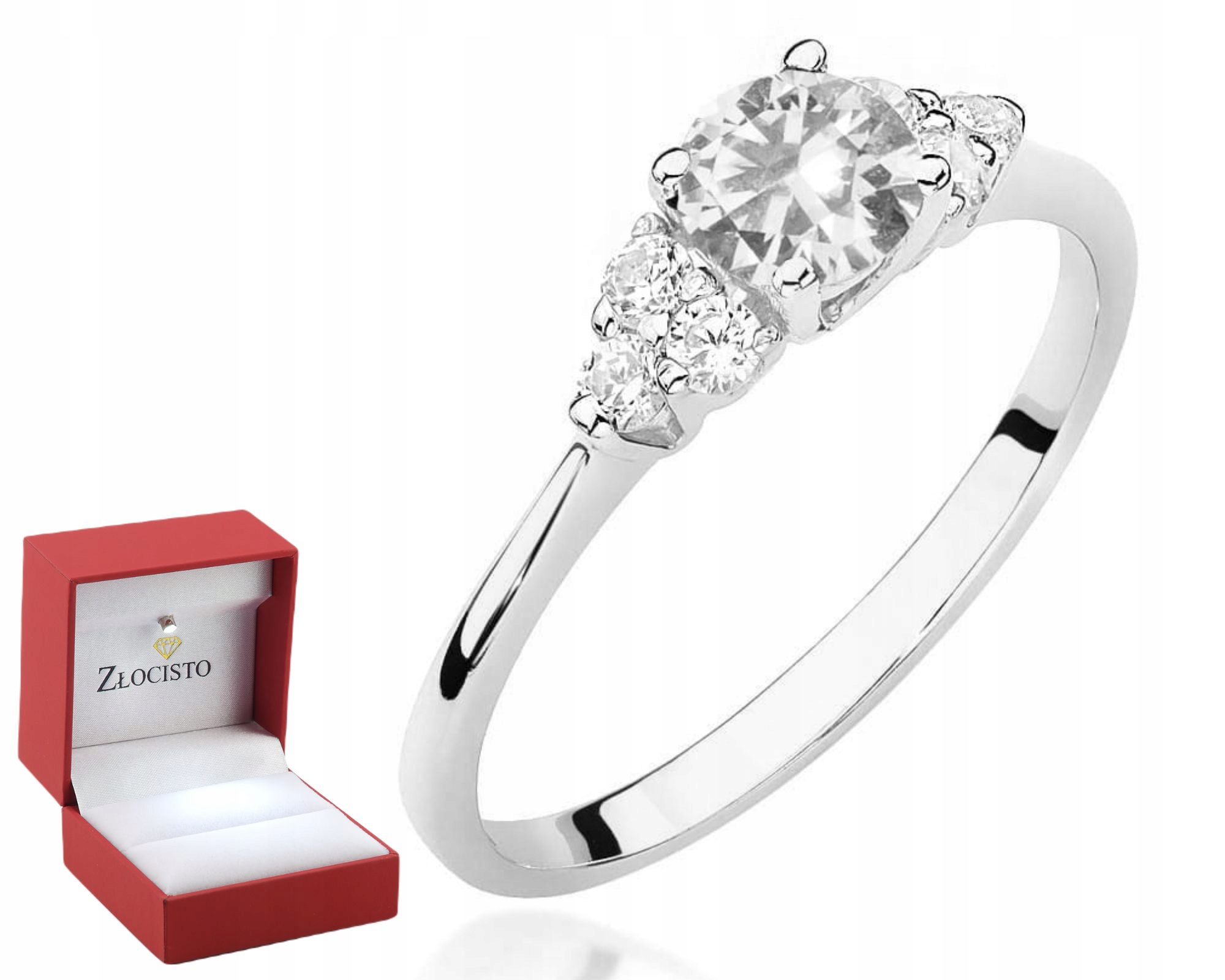 Bílé Zlato Prstýnek Bílý Safír Brilianty 585 Gravírování Dárek