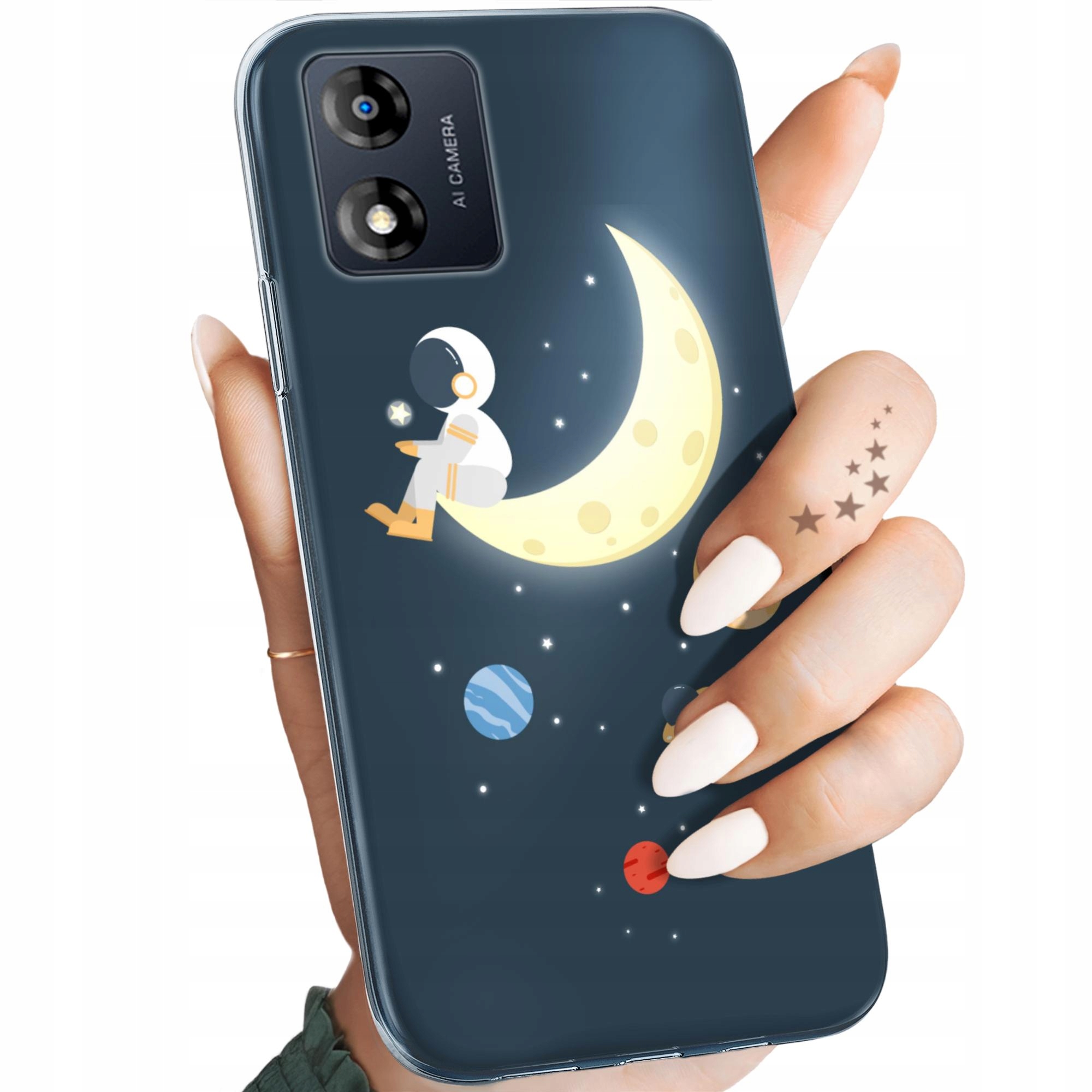Etui Do Motorola Moto E13 Księżyc Gwiazdy Kosmos Planety Obudowa Case