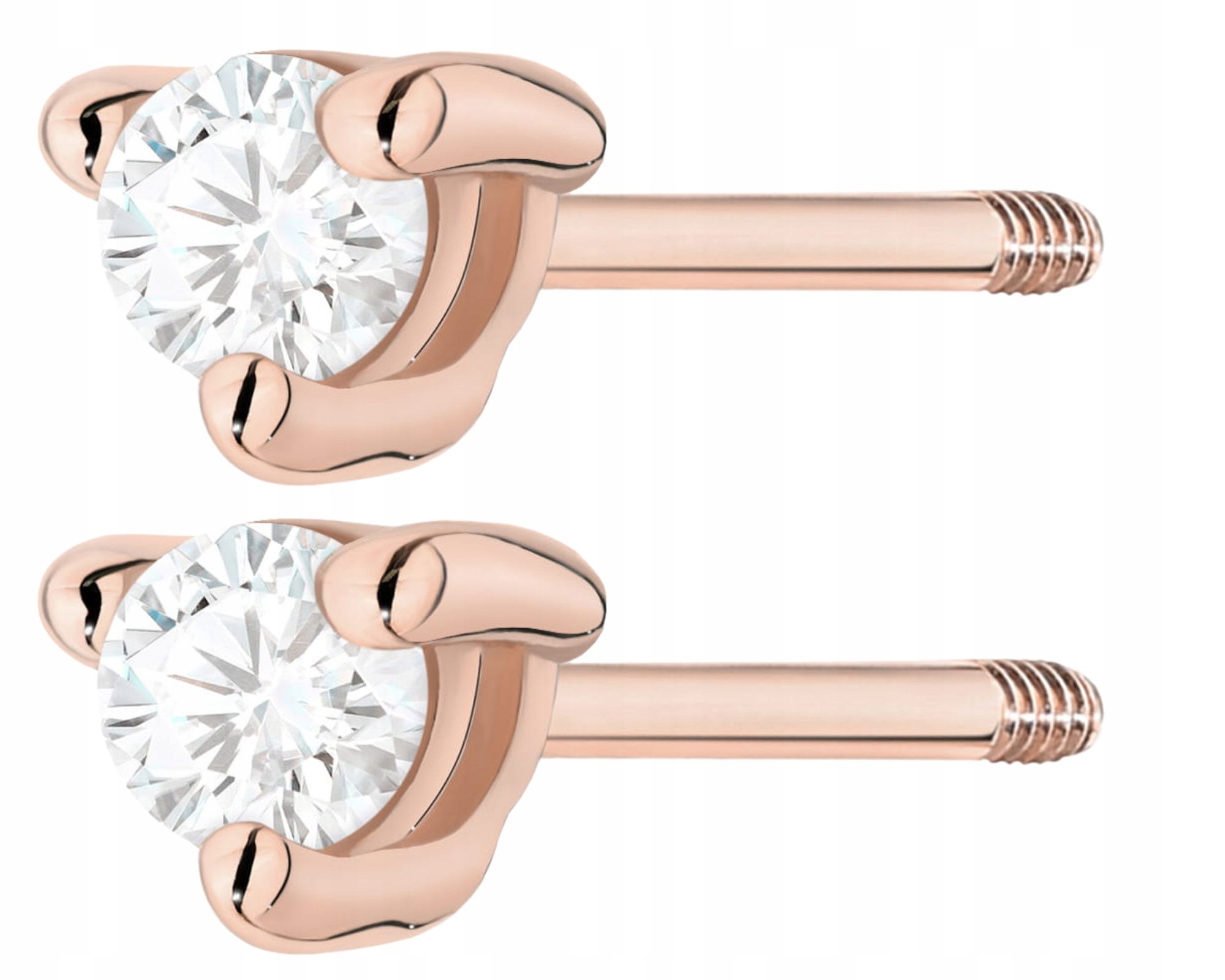 Růžové Zlato Náušnice Šroubovací Tyčinka Diamanty Zlato 585 Dárek Gravírování