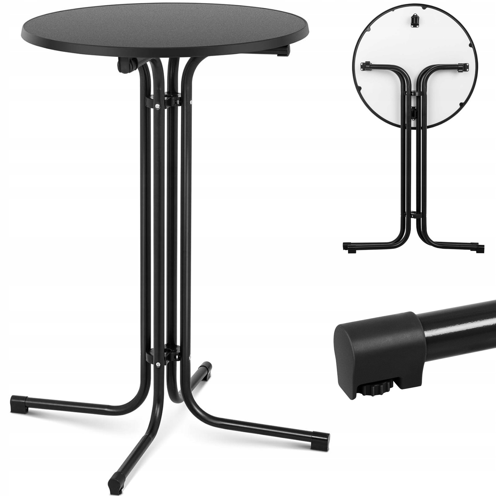 Kulatý Skládací Barový Stůl 70 CM Výška 110 CM Černý Pro Restaurace