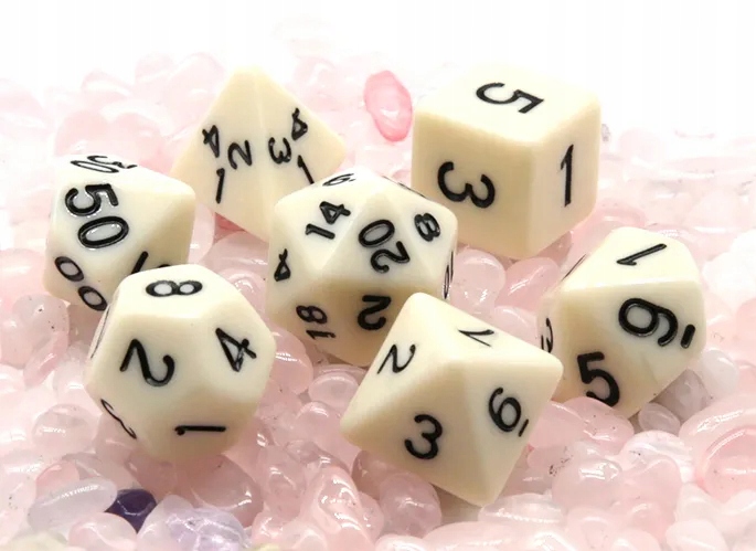 KOŚĆ SŁONIOWA ZESTAW 7 KOŚCI KOSTEK RPG Liczba ścian 4 6 8 10 12 20