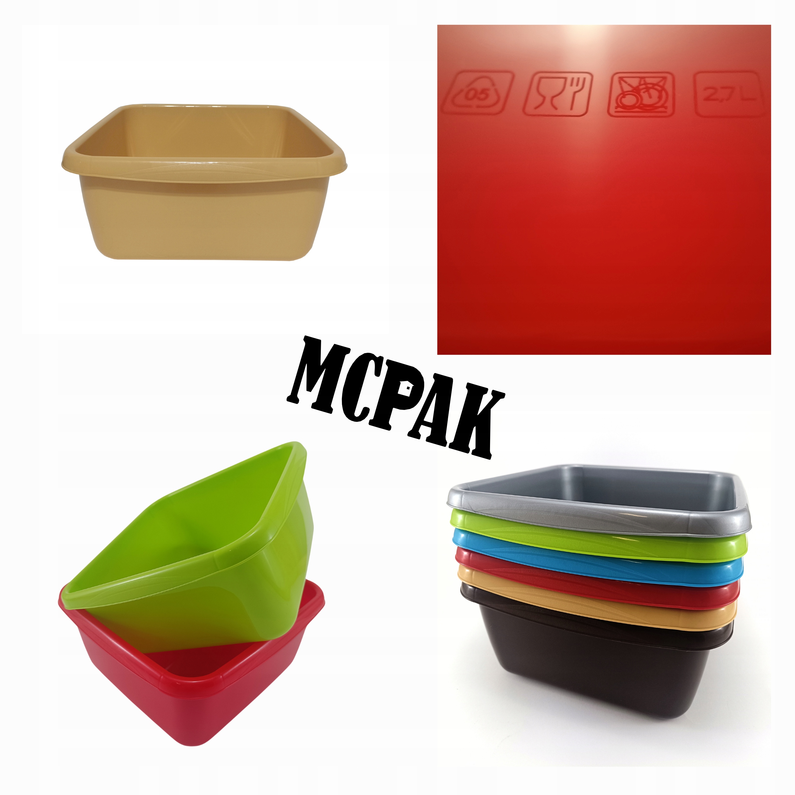 Miska kwadratowa 2,7 litra 21,5 cm plastikowa uniwersalna wybór kolorów EAN (GTIN) 5907138260120