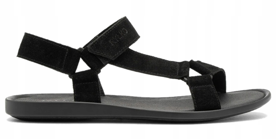 Pánské Černé Kožené Sandály Ploché Stylové Módní Pohodlné Ryłko 43