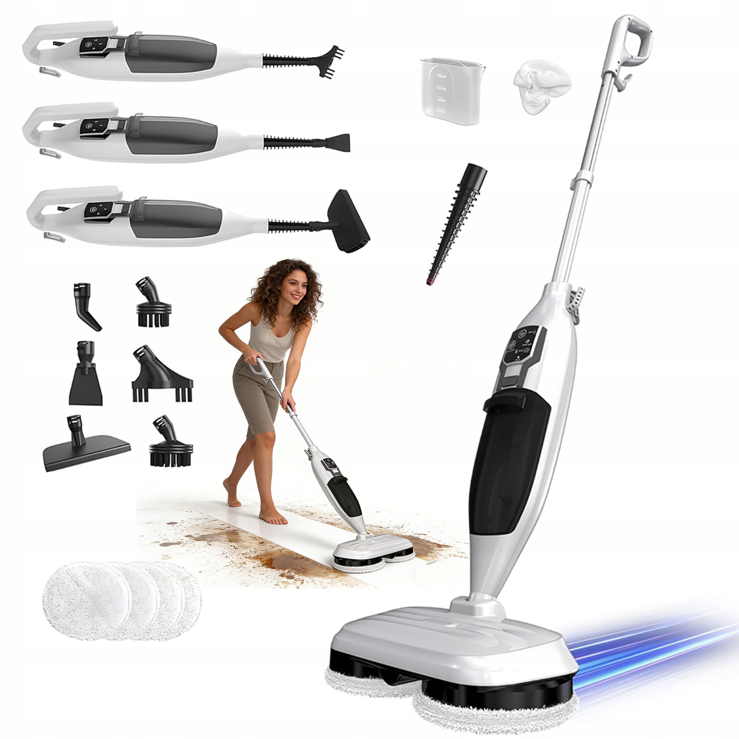 Parní mop do auta a koberců 1300W Přenosný 15s Hotový přenosný