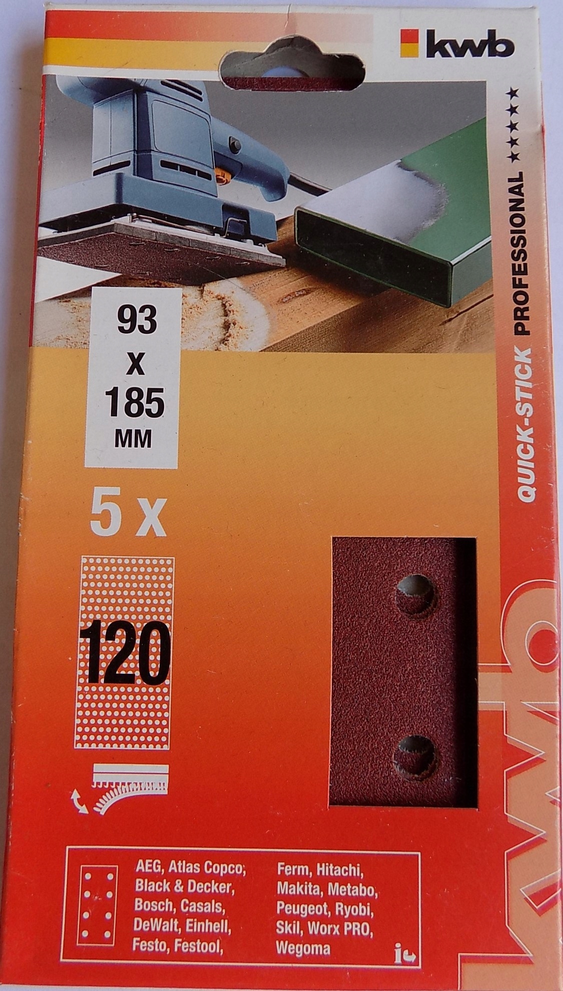 

Papier ścierny arkusz 93x185mm P120 5szt. Kwb