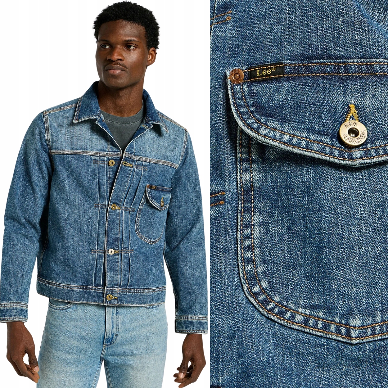 Lee Cowboy Jacket Bronco Džins vystřelovací bunda katana džínová Relaxed M