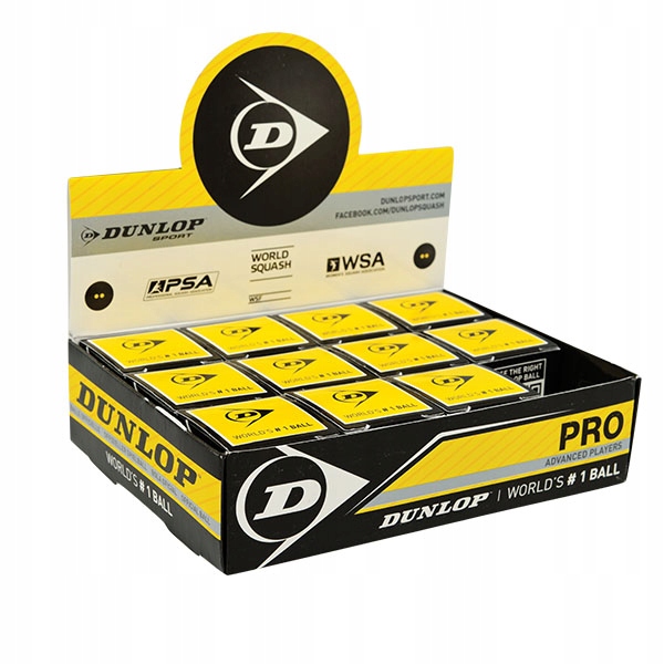 Squashový míč Dunlop Pro 12 ks dvě žluté tečky