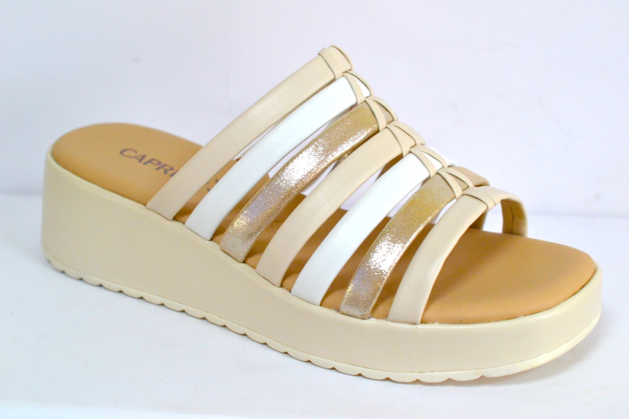 Caprice 27201-44 Nazouváky Béžová Bílá/ Lt.gold VEL.39