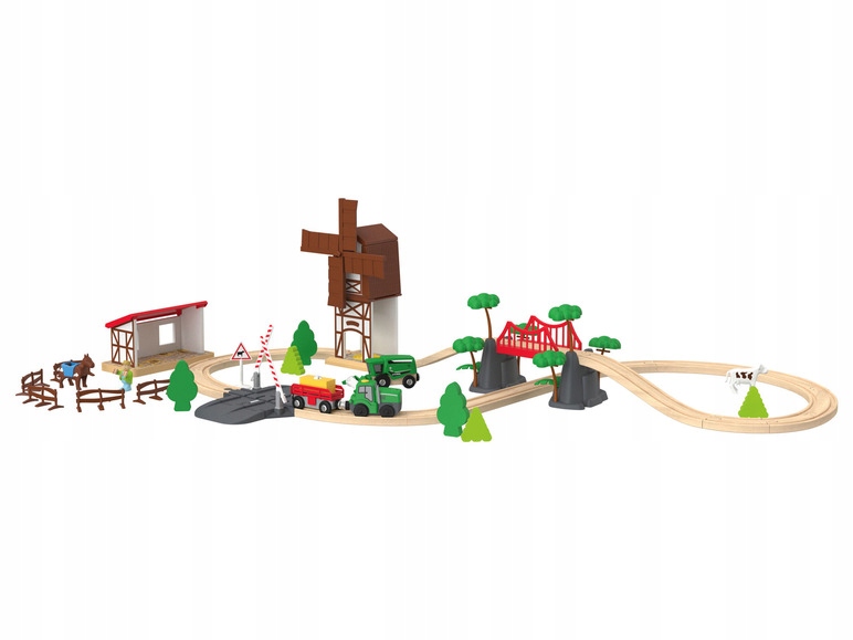 Drewniana kolejka Tory Drewniane Gospodarstwo Playtive Materiał drewno plastik