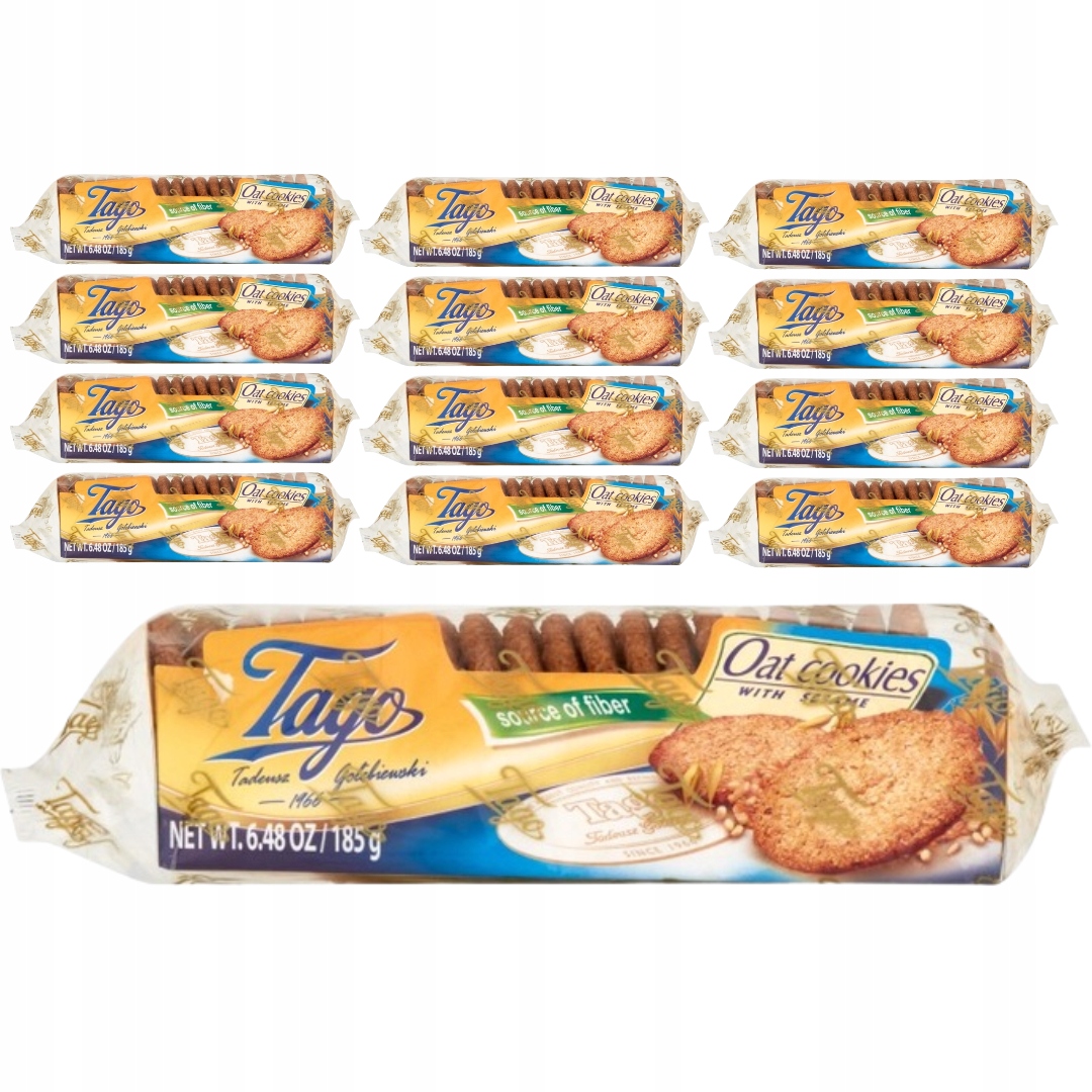 Levně Tago Ovesné sušenky se sezamem 185 g x 12 kusů