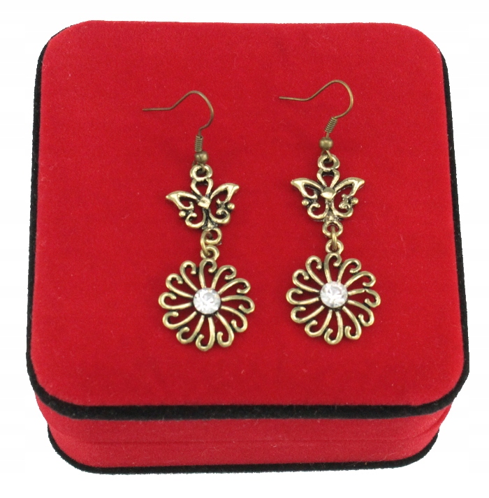 

Kolczyki Złote Ażurowe Motylki Flower Cyrkonie