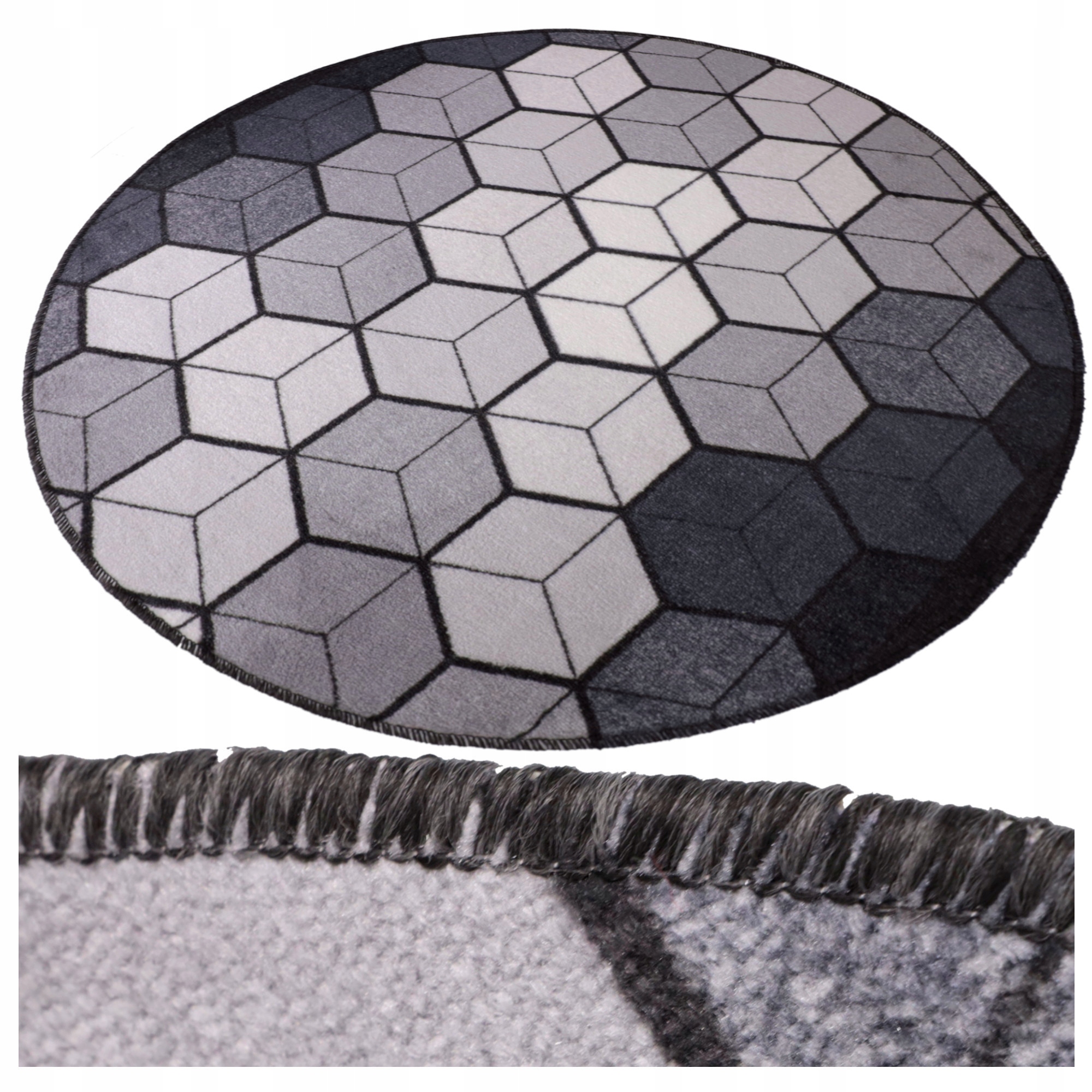 Koberec kulatý Cubik 100 cm do ložnice obývacího pokoje, moderní geometrický