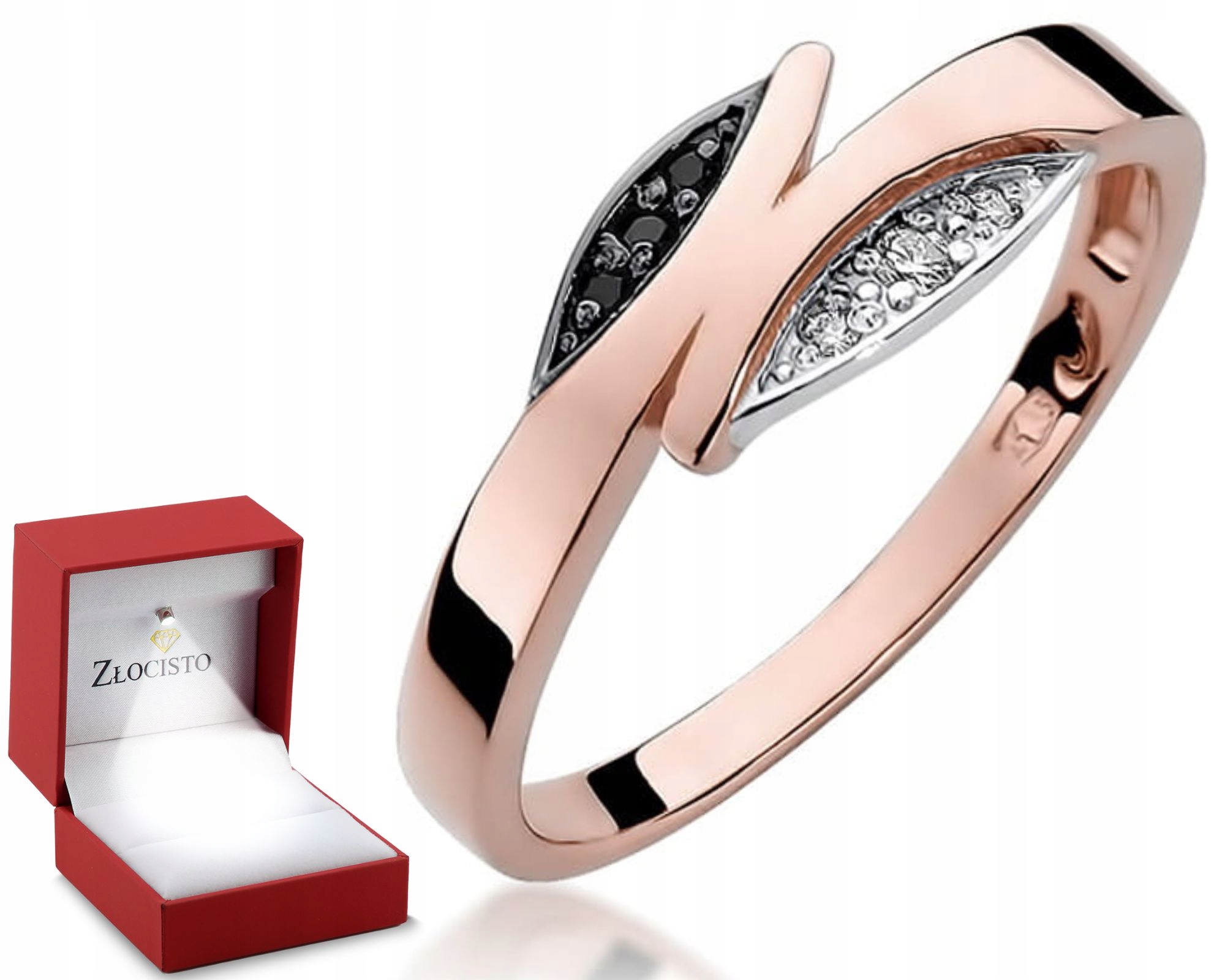 Prstýnek z růžového zlata Černé Brilianty 585